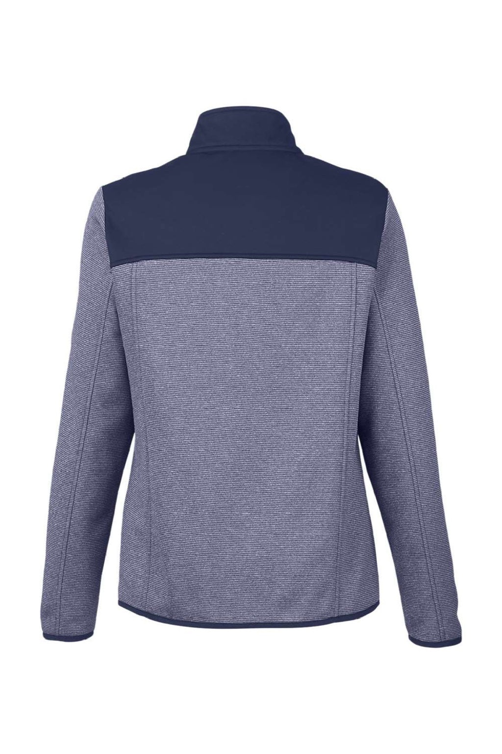 Core 365 CE74W Womens Venture Heathered Stripe Hybrid Full Zip Jacket Classic Navy Blue/White Flat Back