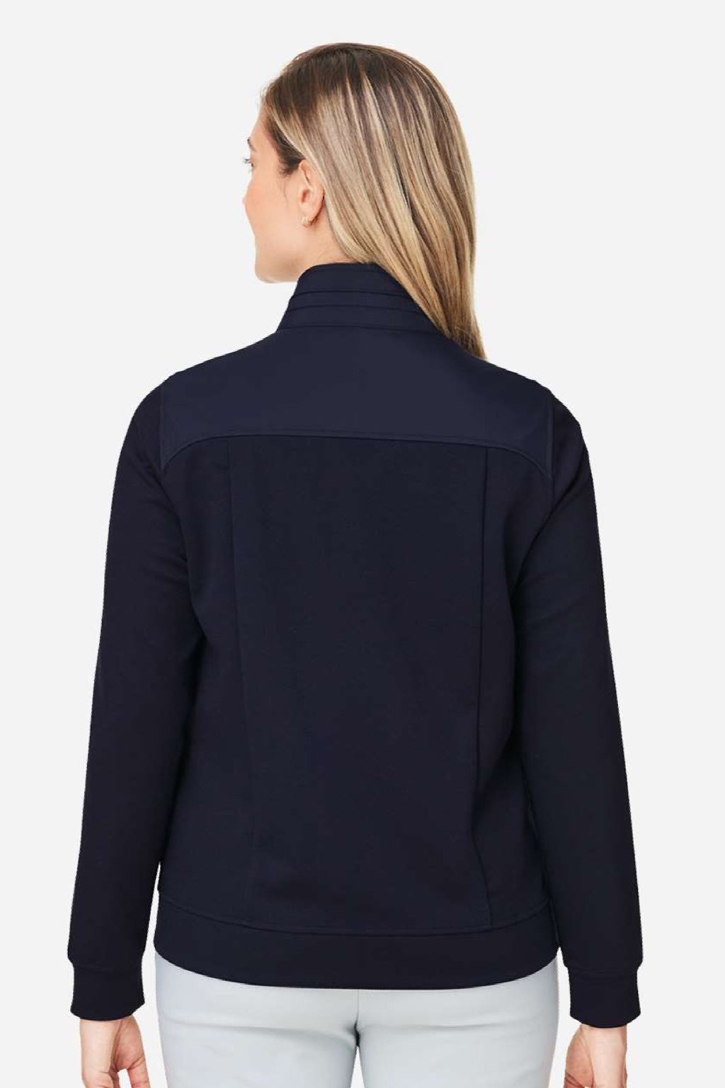 Devon & Jones DG71W Womens Full Zip Club Jacket Navy Blue Model Back