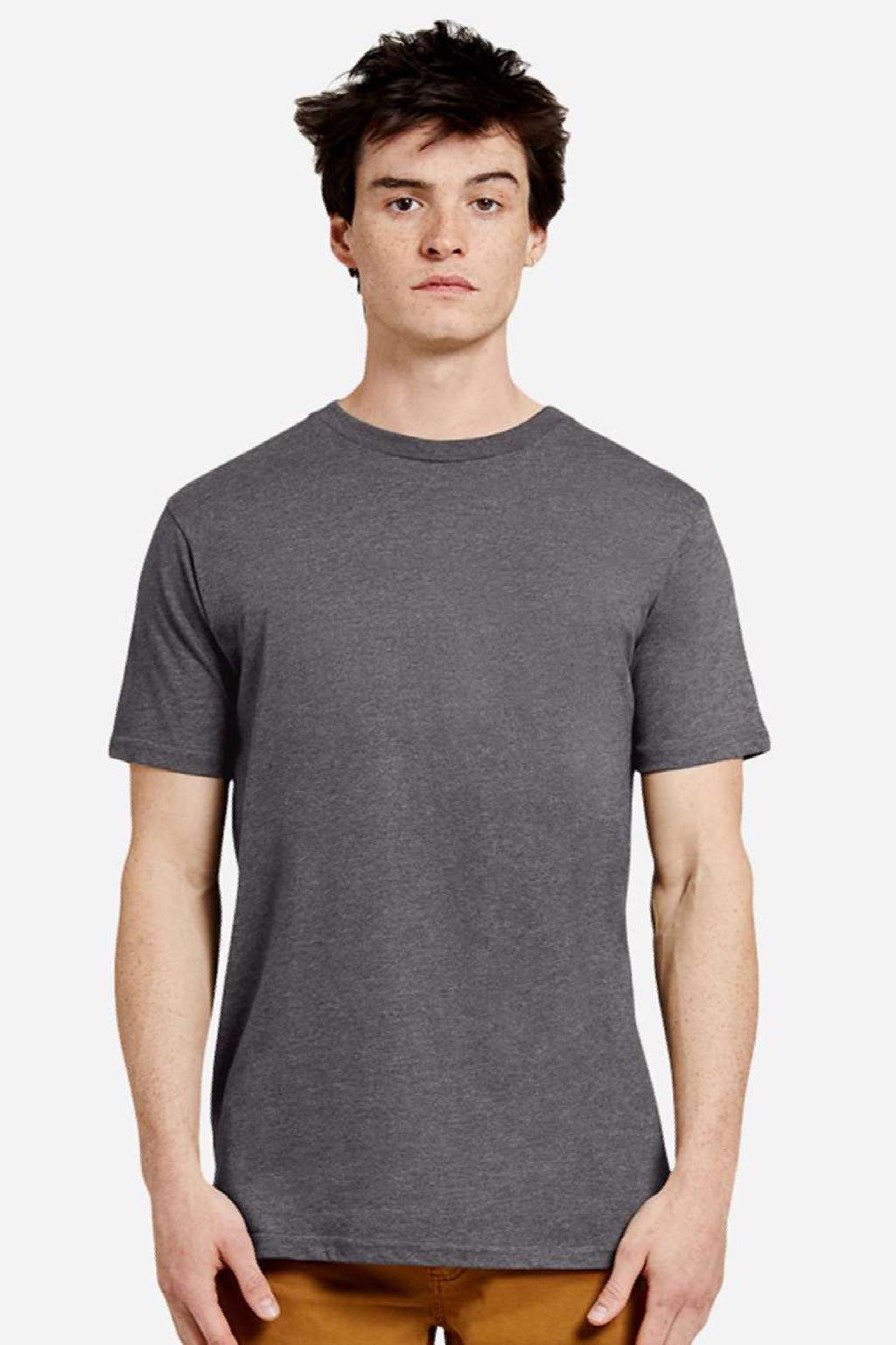 Lane Seven LS15001 Mens Heavyweight Short Sleeve Crewneck T-Shirt Heather Charcoal Grey Model Front