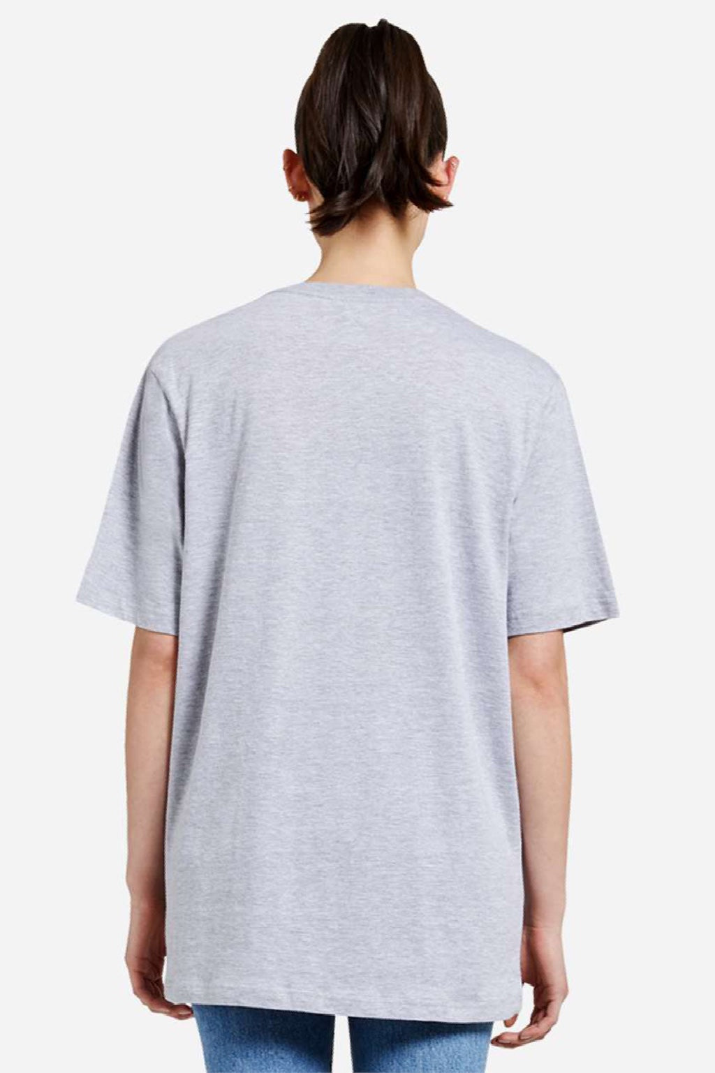 Lane Seven LS15001 Mens Heavyweight Short Sleeve Crewneck T-Shirt Heather Grey Model Back