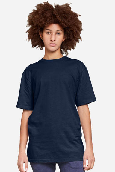Lane Seven LS15001 Mens Heavyweight Short Sleeve Crewneck T-Shirt Navy Blue Model Front