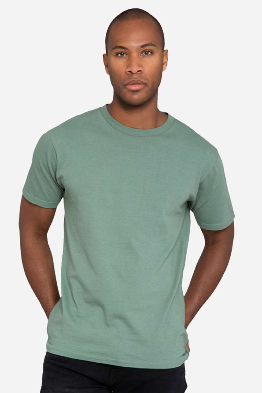 Lane Seven LS15001 Mens Heavyweight Short Sleeve Crewneck T-Shirt Sage Green Model Front
