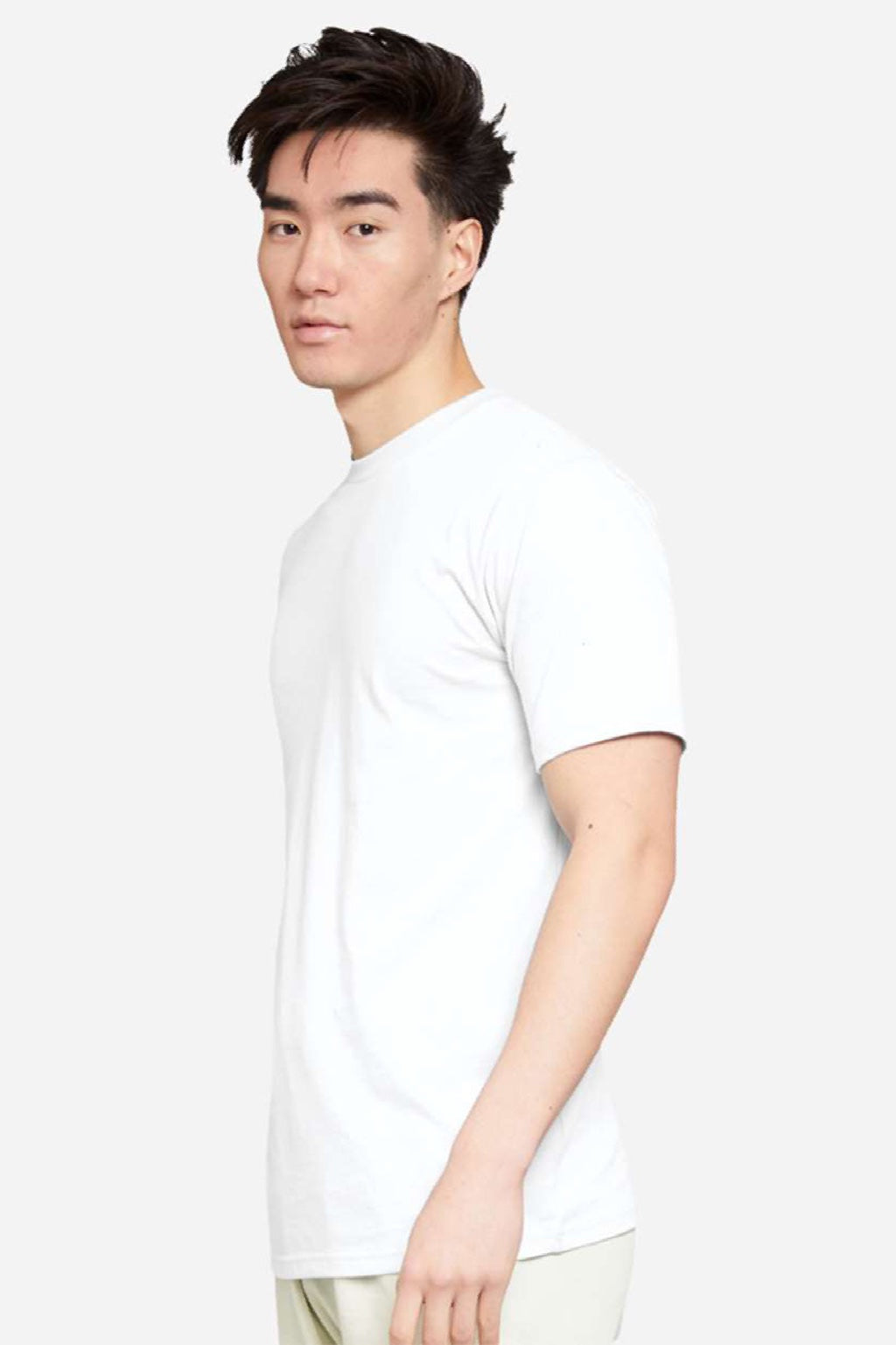 Lane Seven LS15001 Mens Heavyweight Short Sleeve Crewneck T-Shirt White Model Side