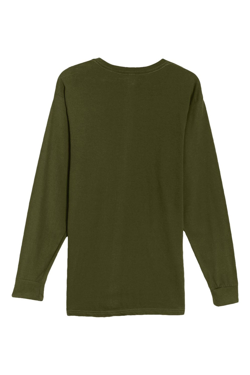 Lane Seven LS15009 Mens Heavyweight Long Sleeve Crewneck T-Shirt Army Green Flat Back