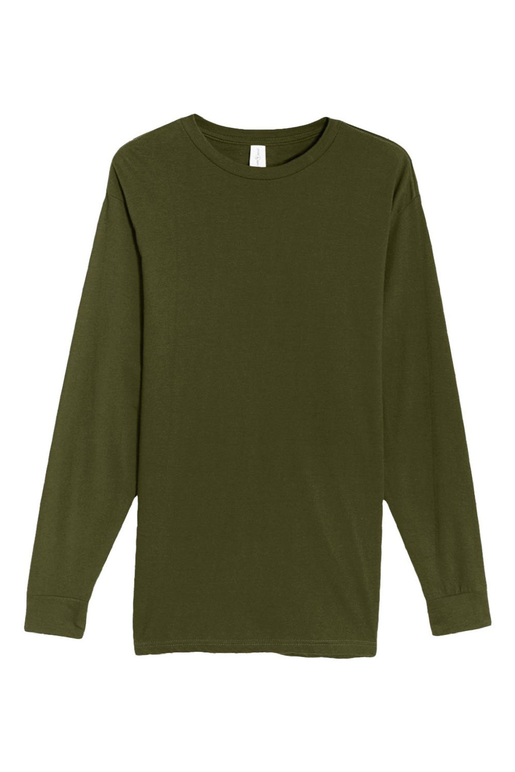 Lane Seven LS15009 Mens Heavyweight Long Sleeve Crewneck T-Shirt Army Green Flat Front