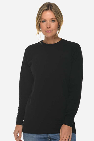 Lane Seven LS15009 Mens Heavyweight Long Sleeve Crewneck T-Shirt Black Model Front