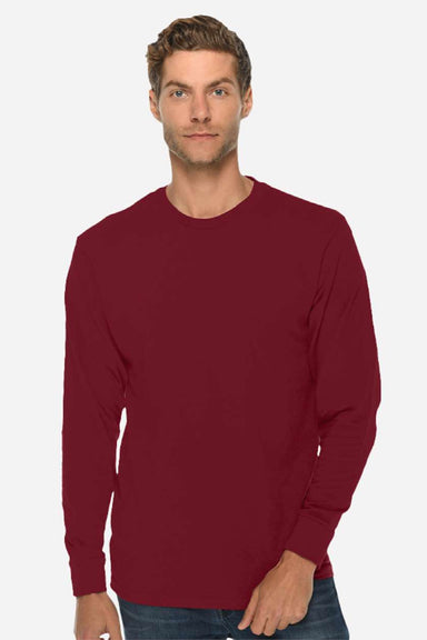 Lane Seven LS15009 Mens Heavyweight Long Sleeve Crewneck T-Shirt Burgundy Model Front