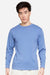 Lane Seven LS15009 Mens Heavyweight Long Sleeve Crewneck T-Shirt Colony Blue Model Front
