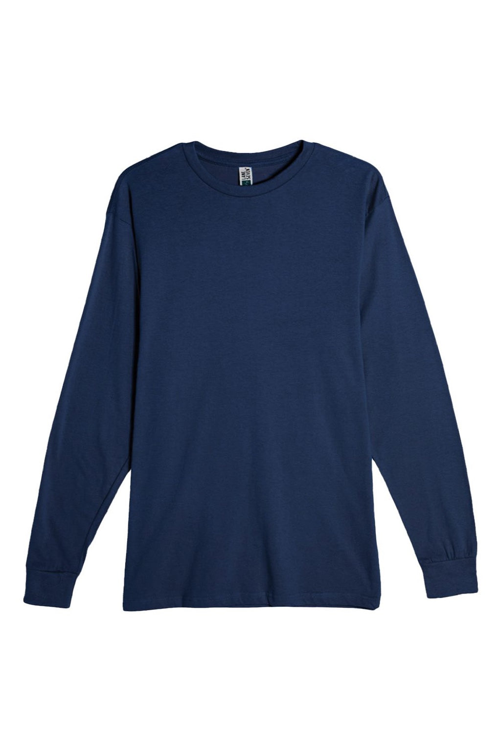 Lane Seven LS15009 Mens Heavyweight Long Sleeve Crewneck T-Shirt Navy Blue Flat Front
