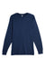 Lane Seven LS15009 Mens Heavyweight Long Sleeve Crewneck T-Shirt Navy Blue Flat Front