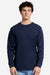 Lane Seven LS15009 Mens Heavyweight Long Sleeve Crewneck T-Shirt Navy Blue Model Front