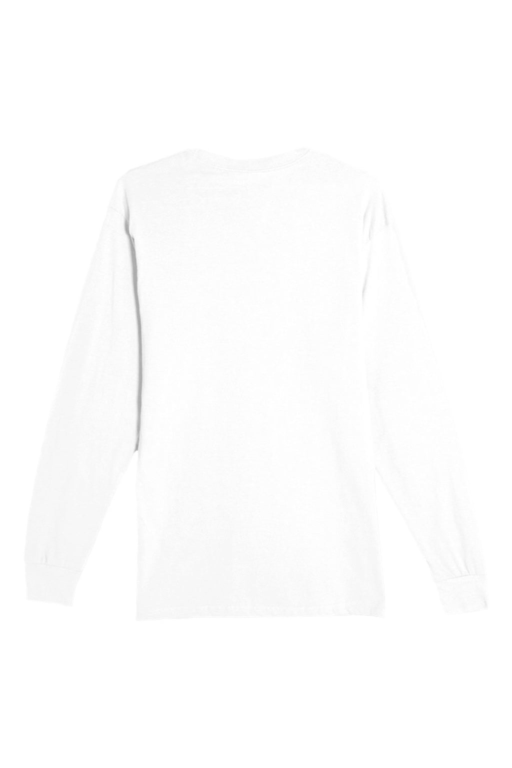Lane Seven LS15009 Mens Heavyweight Long Sleeve Crewneck T-Shirt White Flat Back