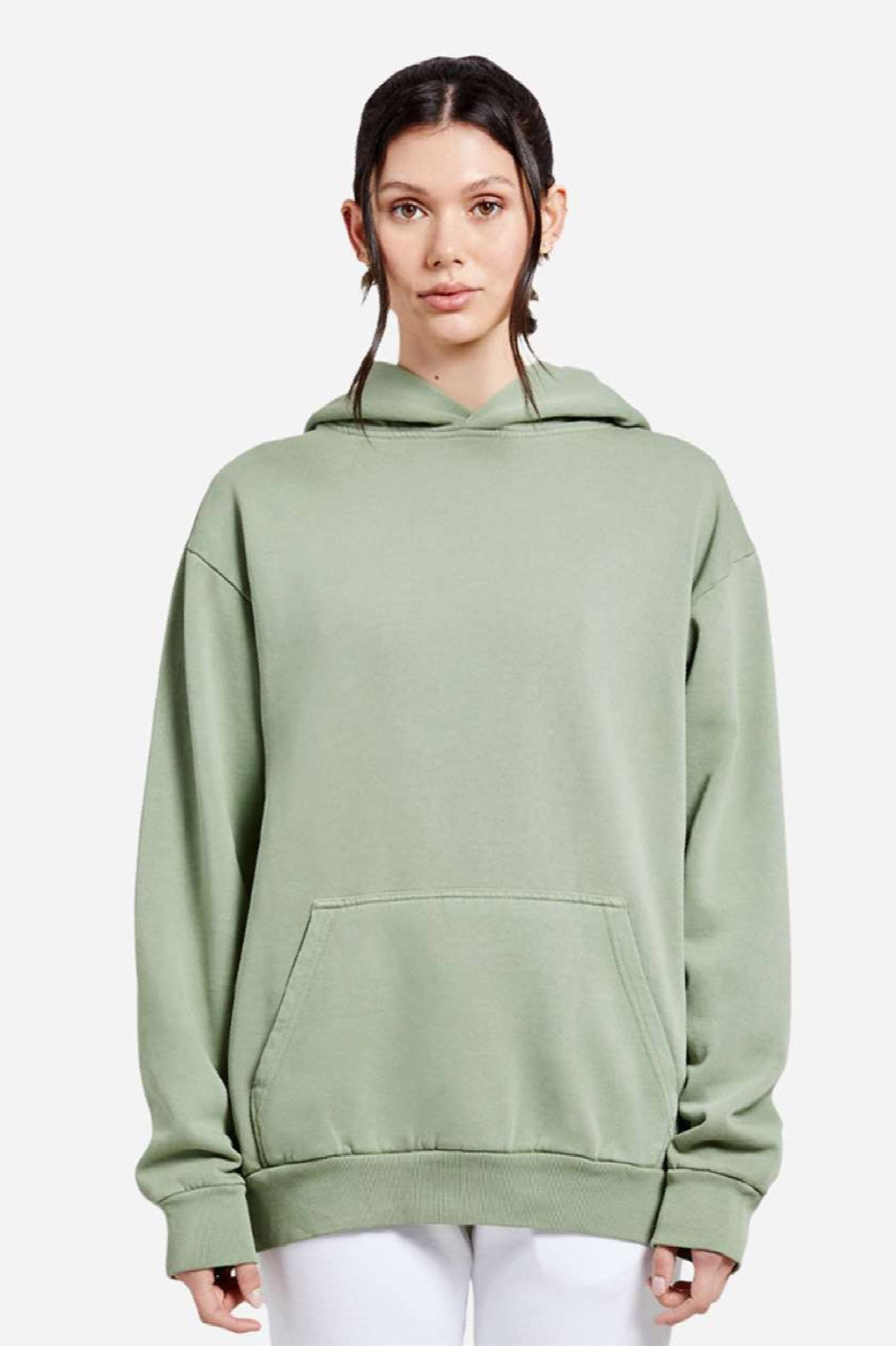 Lane Seven LS16001 Mens Urban Pullover Hooded Sweatshirt Hoodie w/ Pouch Pocket Oil Green Model Front