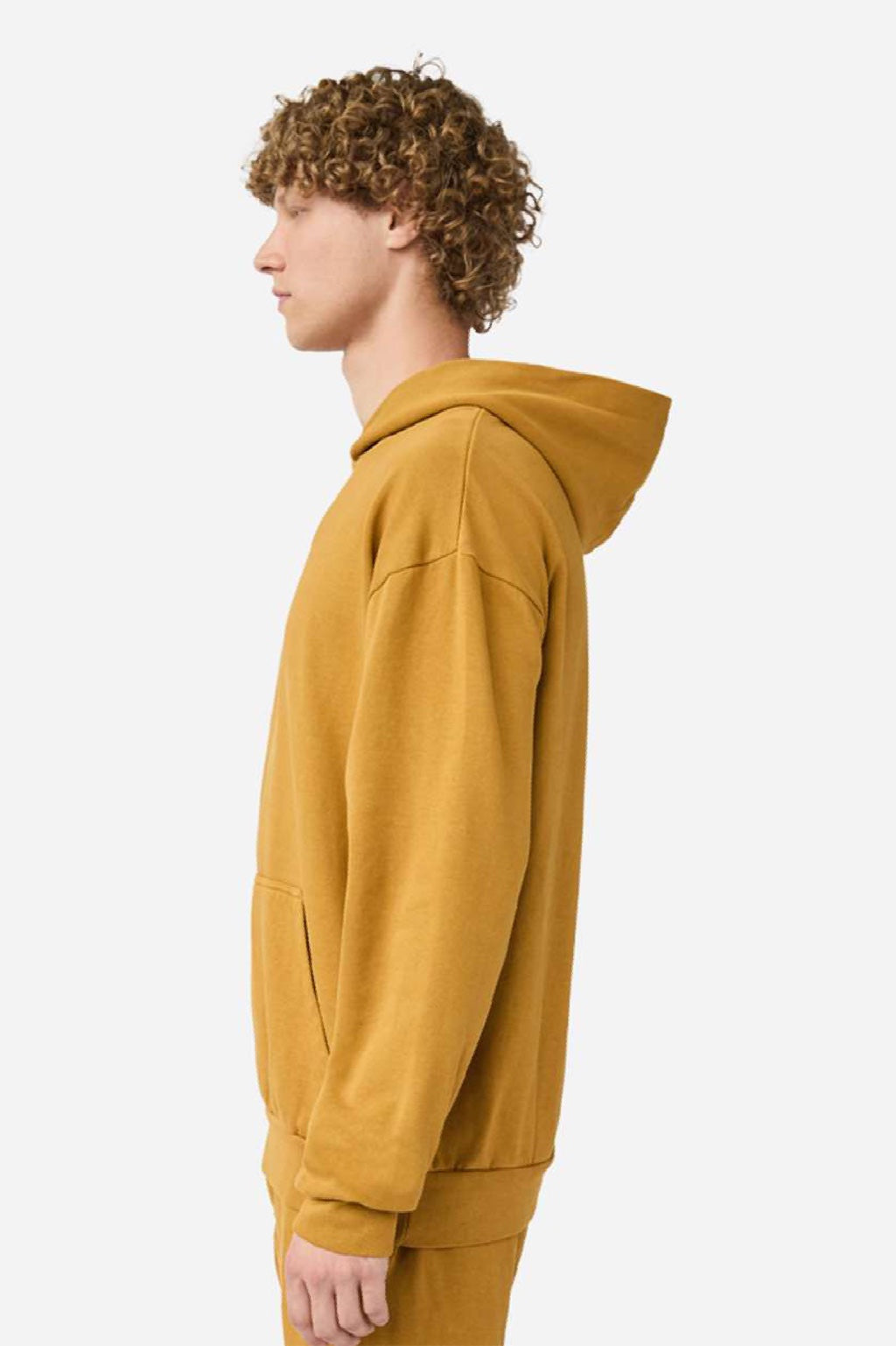 Lane Seven LS16001 Mens Urban Pullover Hooded Sweatshirt Hoodie w/ Pouch Pocket Peanut Butter Model Side