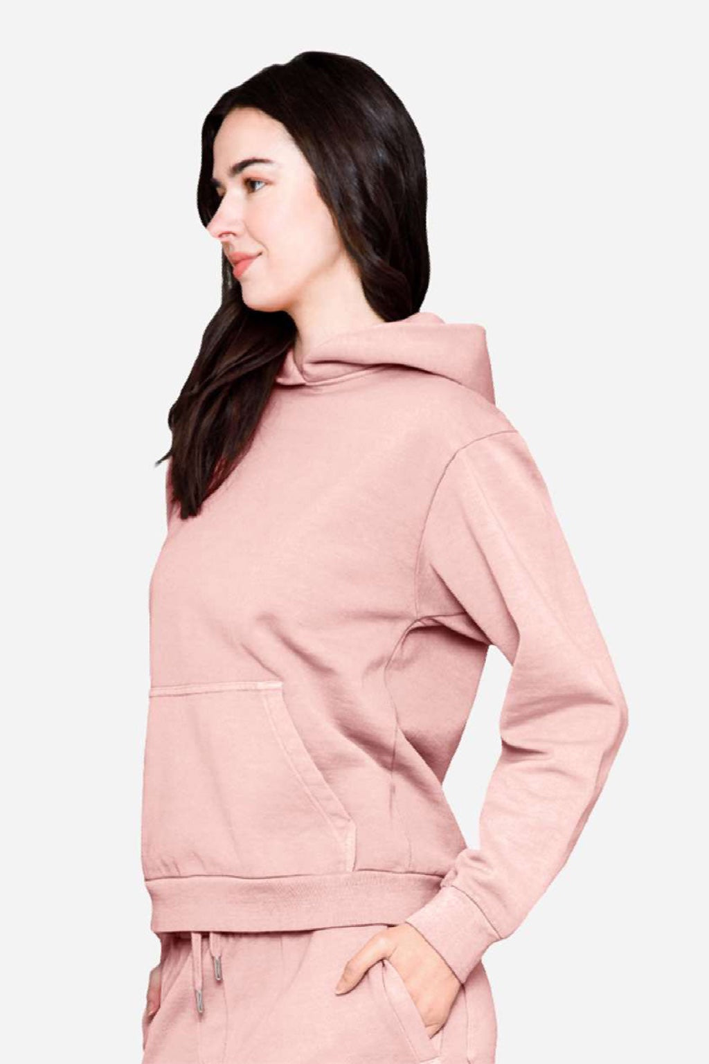 Lane Seven LS16001 Mens Urban Pullover Hooded Sweatshirt Hoodie w/ Pouch Pocket Salmon Pink Model Side
