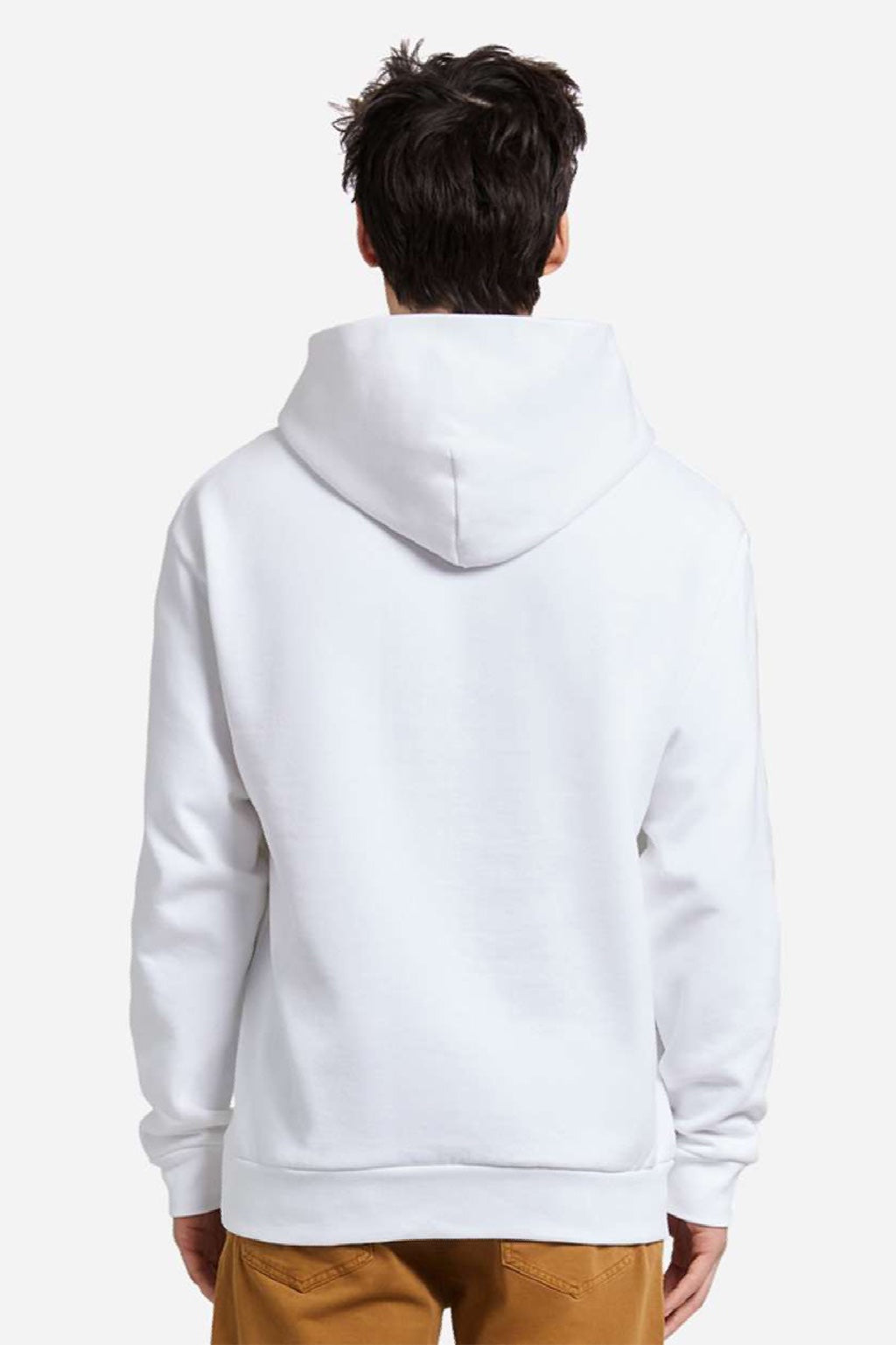 Lane Seven LS16001 Mens Urban Pullover Hooded Sweatshirt Hoodie w/ Pouch Pocket White Model Back