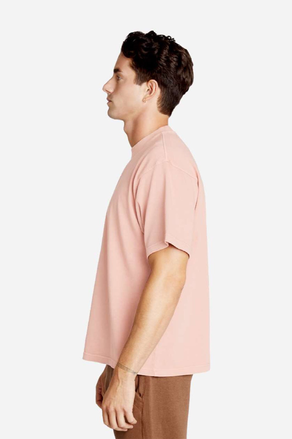 Lane Seven LS16005 Mens Urban Heavyweight Short Sleeve Crewneck T-Shirt Salmon Pink Model Side