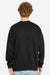 Lane Seven LS16004 Mens Pigment Dyed Crewneck Sweatshirt Black Model Back