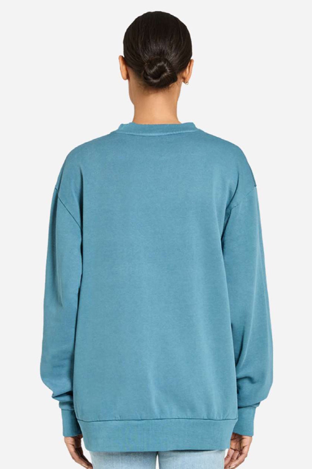 Lane Seven LS16004 Mens Pigment Dyed Crewneck Sweatshirt Pebble Blue Model Back