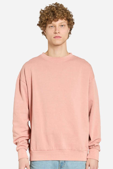 Lane Seven LS16004 Mens Pigment Dyed Crewneck Sweatshirt Salmon Pink Model Front