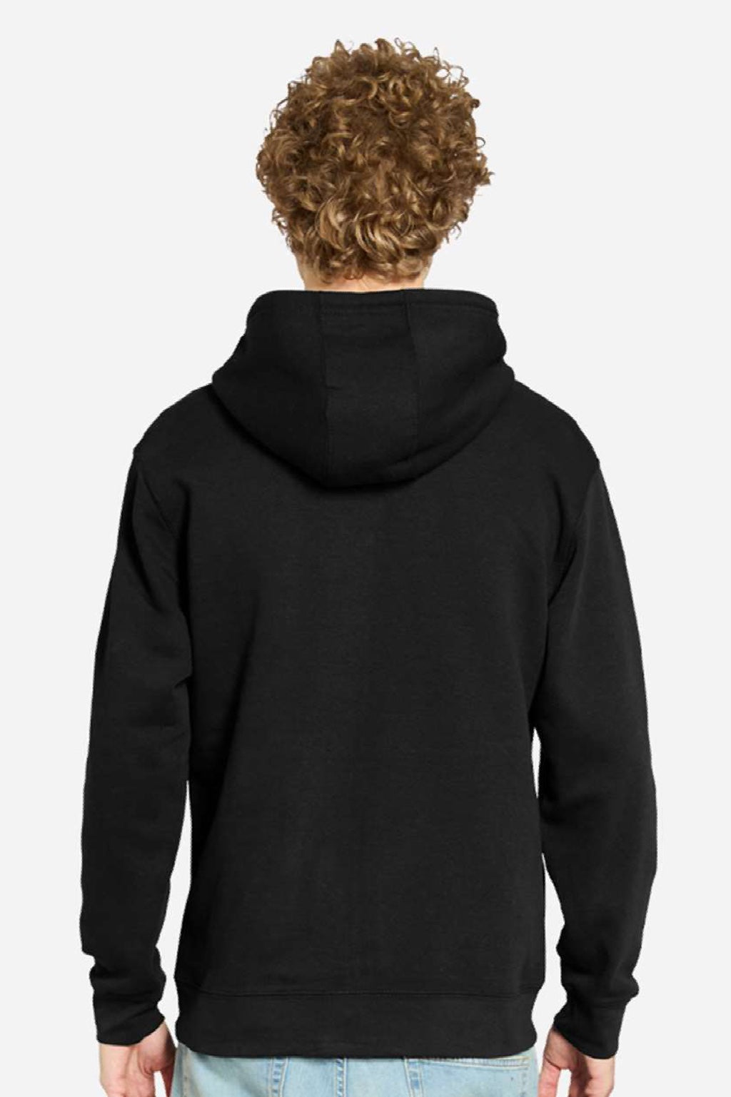 Lane Seven LS14003 Mens Premium Full Zip Hooded Sweatshirt Hoodie w/ Pockets Black Model Back