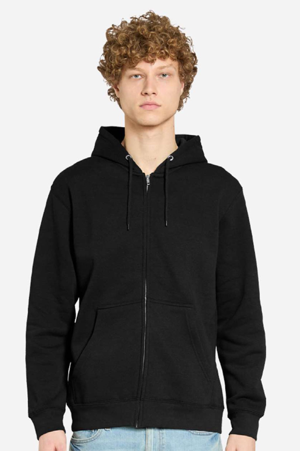 Lane Seven LS14003 Mens Premium Full Zip Hooded Sweatshirt Hoodie w/ Pockets Black Model Front