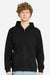 Lane Seven LS14003 Mens Premium Full Zip Hooded Sweatshirt Hoodie w/ Pockets Black Model Front