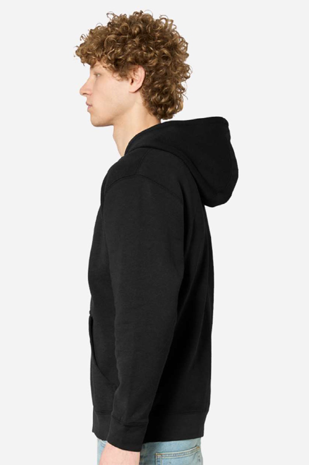 Lane Seven LS14003 Mens Premium Full Zip Hooded Sweatshirt Hoodie w/ Pockets Black Model Side