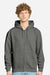 Lane Seven LS14003 Mens Premium Full Zip Hooded Sweatshirt Hoodie w/ Pockets Heather Charcoal Grey Model Front