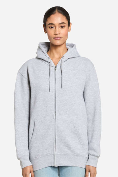 Lane Seven LS14003 Mens Premium Full Zip Hooded Sweatshirt Hoodie w/ Pockets Heather Grey Model Front