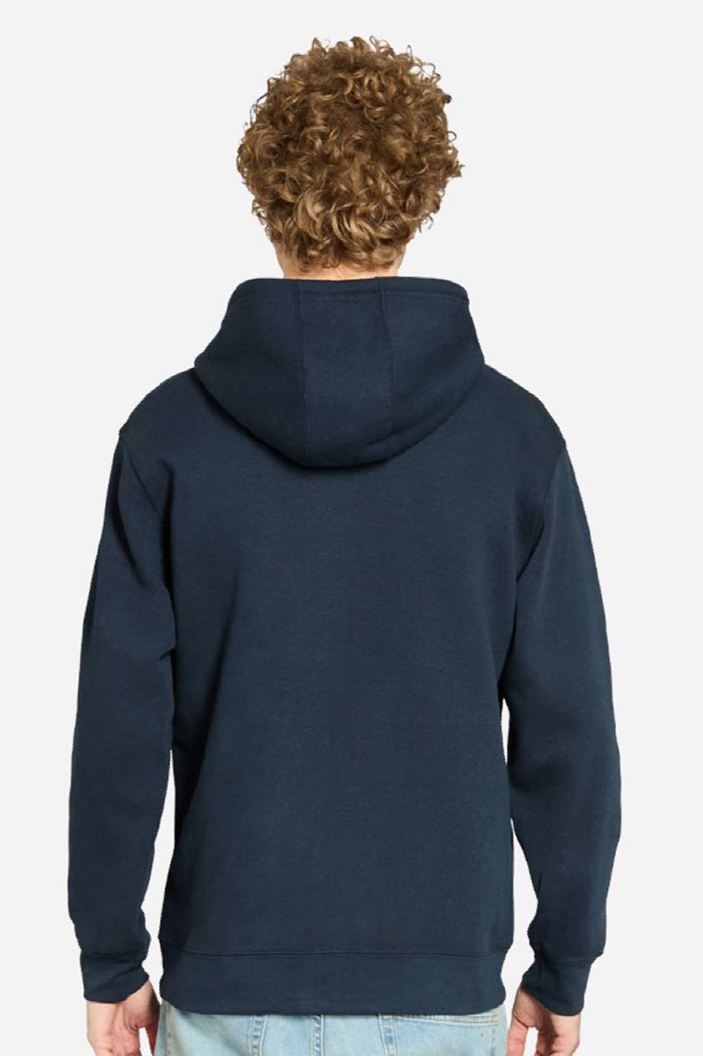 Lane Seven LS14003 Mens Premium Full Zip Hooded Sweatshirt Hoodie w/ Pockets Navy Blue Model Back