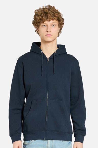 Lane Seven LS14003 Mens Premium Full Zip Hooded Sweatshirt Hoodie w/ Pockets Navy Blue Model Front