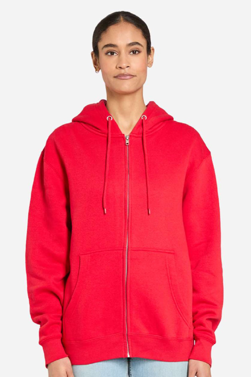 Lane Seven LS14003 Mens Premium Full Zip Hooded Sweatshirt Hoodie w/ Pockets Red Model Front