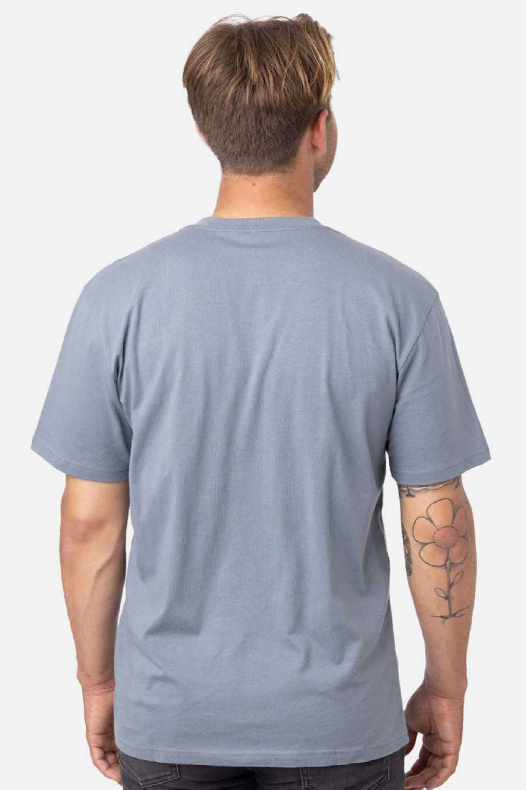 Econscious EC1070 Mens Reclaimist Vibes Short Sleeve Crewneck T-Shirt Basalt Grey Model Back