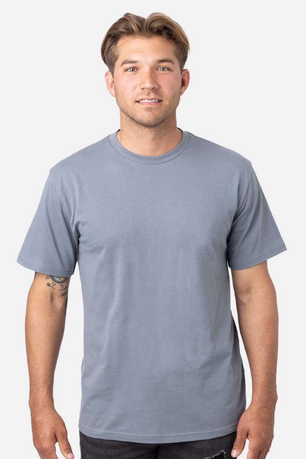 Econscious EC1070 Mens Reclaimist Vibes Short Sleeve Crewneck T-Shirt Basalt Grey Model Front