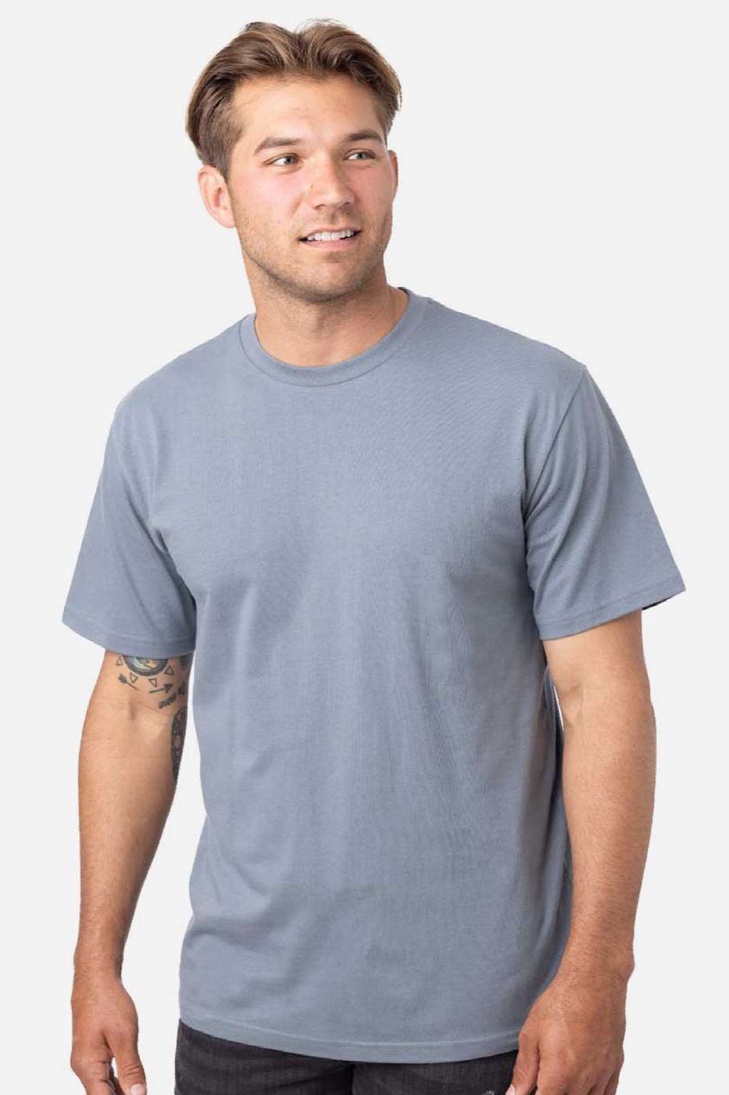 Econscious EC1070 Mens Reclaimist Vibes Short Sleeve Crewneck T-Shirt Basalt Grey Model Side