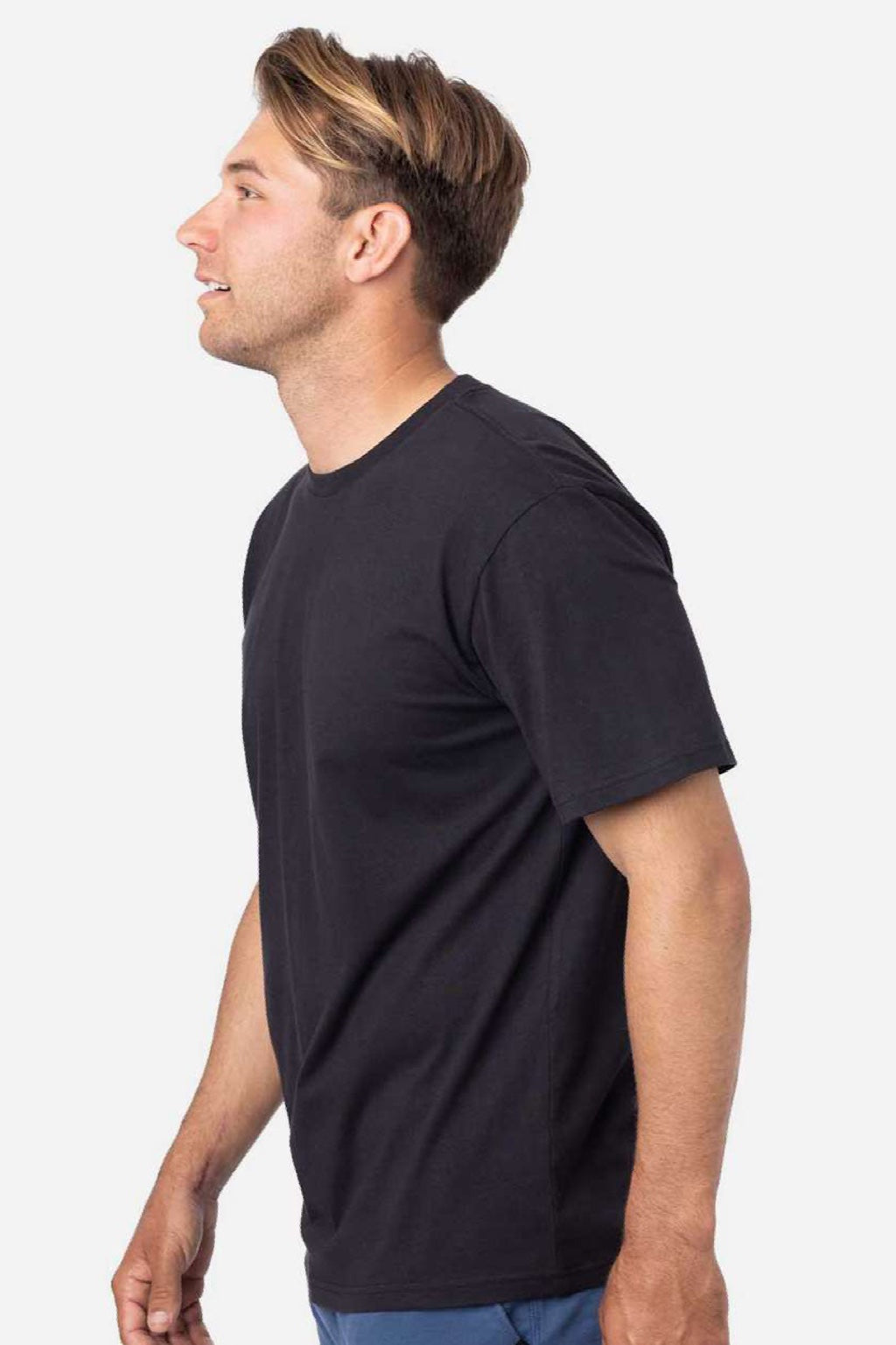 Econscious EC1070 Mens Reclaimist Vibes Short Sleeve Crewneck T-Shirt Black Model Side