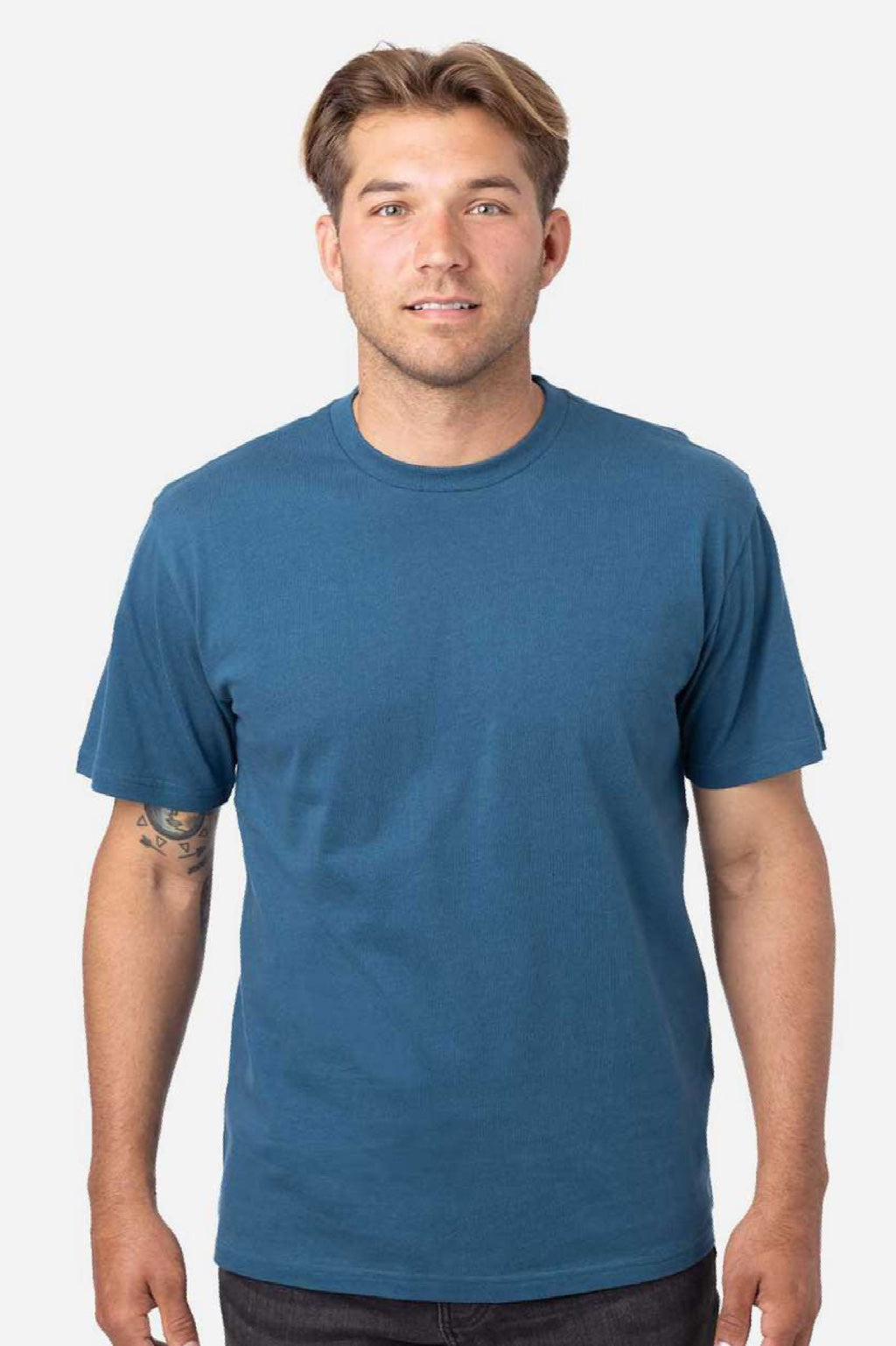 Econscious EC1070 Mens Reclaimist Vibes Short Sleeve Crewneck T-Shirt Tidal Blue Model Front