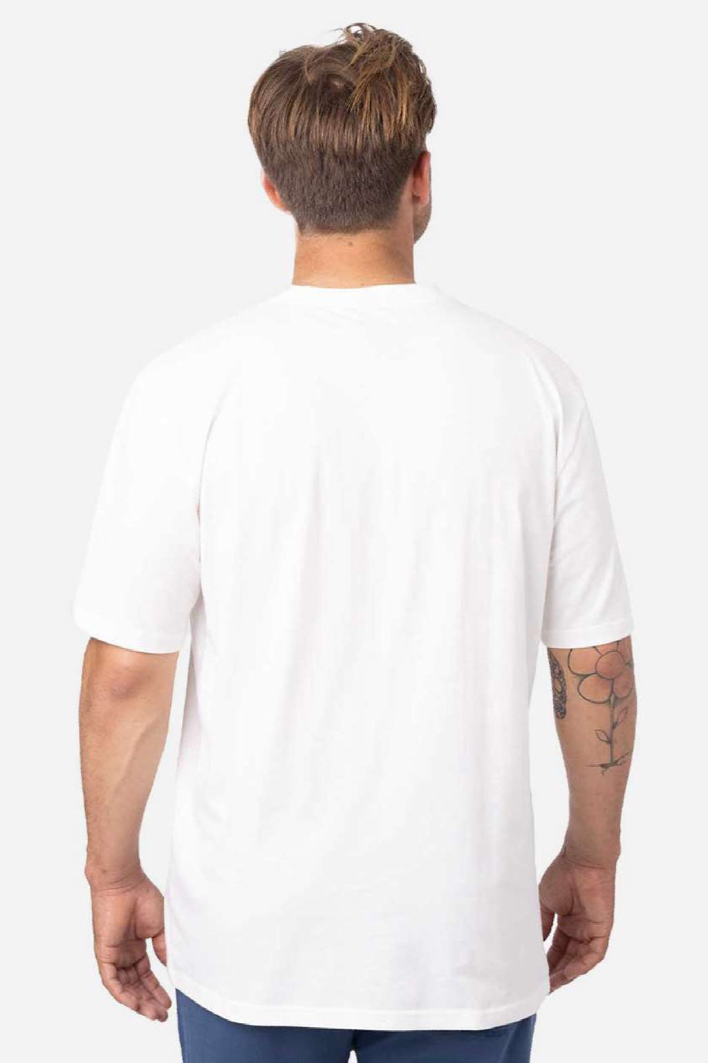 Econscious EC1070 Mens Reclaimist Vibes Short Sleeve Crewneck T-Shirt Mist White Model Back
