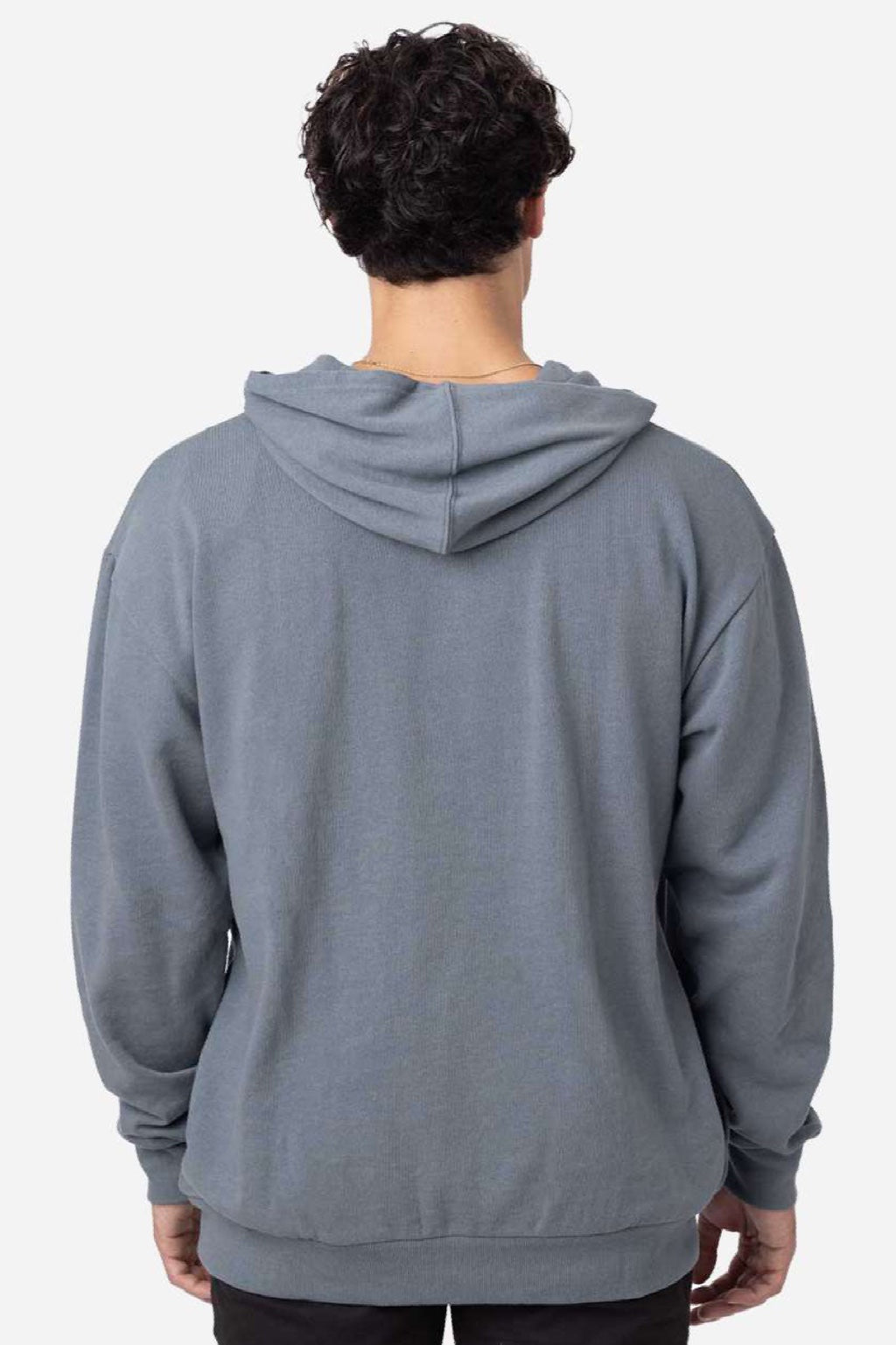 Econscious ec5300 Mens Reclaimist Hooded Sweatshirt Hoodie w/ Pockets Basalt Grey Model Back