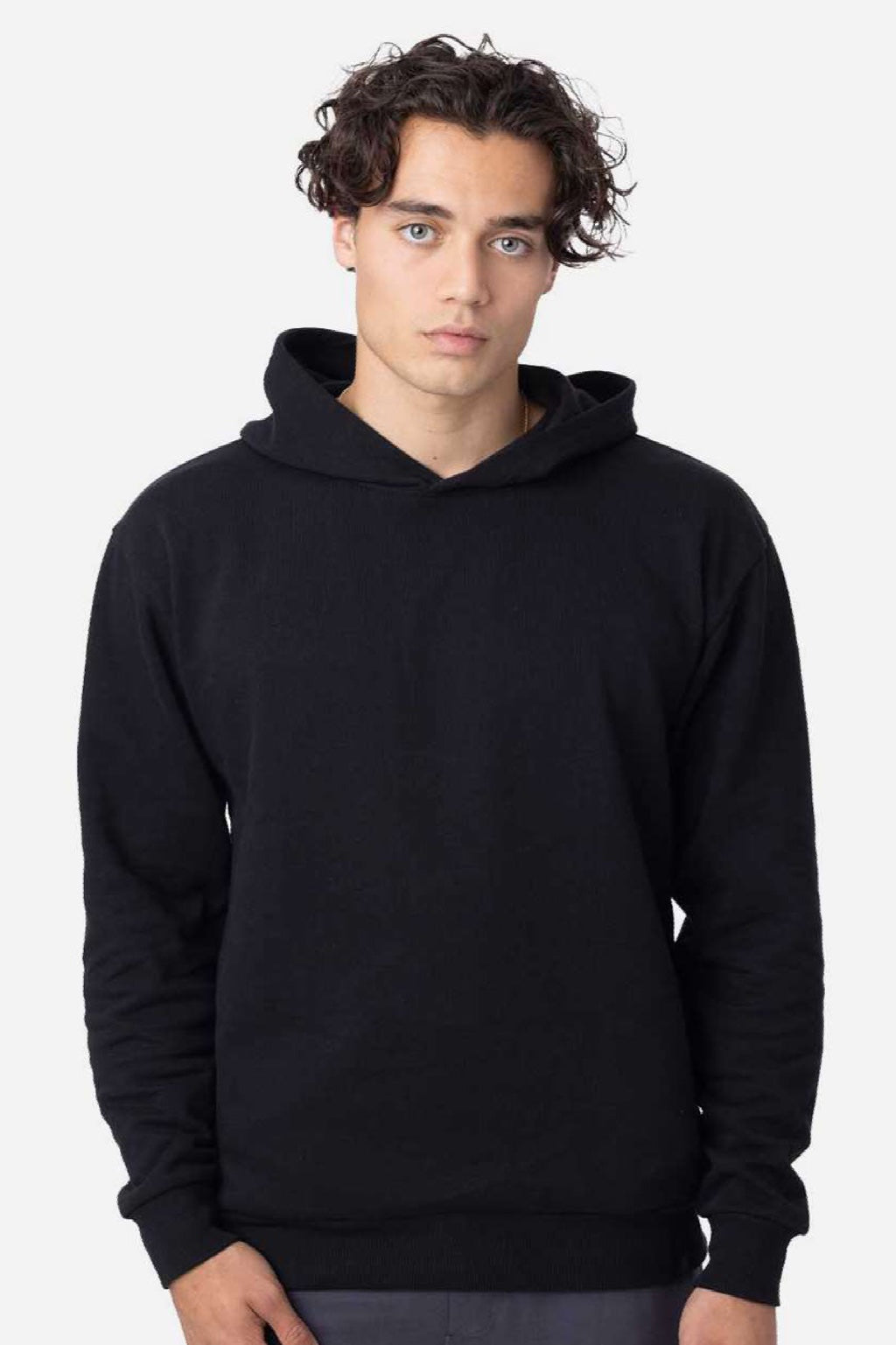 Econscious ec5300 Mens Reclaimist Hooded Sweatshirt Hoodie w/ Pockets Black Model Front