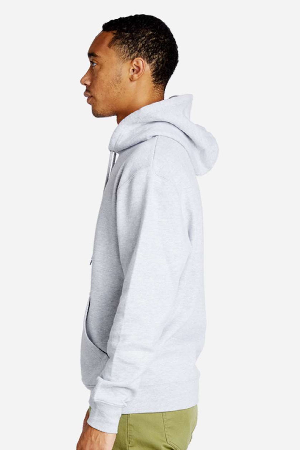 Lane Seven LS18002 Mens Future Fleece Hooded Sweatshirt Hoodie w/ Pouch Pocket Heather Grey Model Side