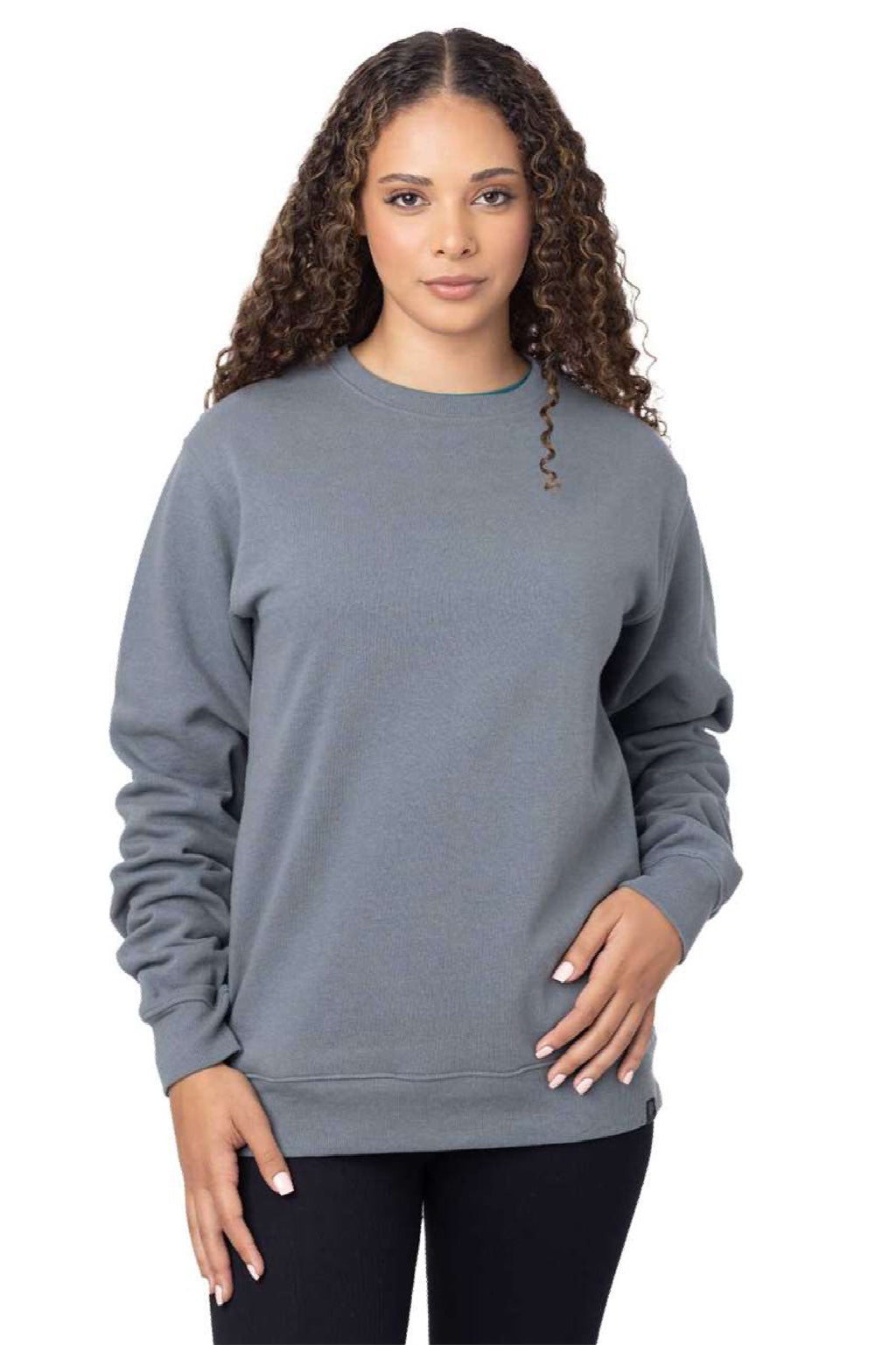 Econscious EC5305 Mens Reclaimist Crewneck Sweatshirt w/ Pockets Basalt Grey Model Front