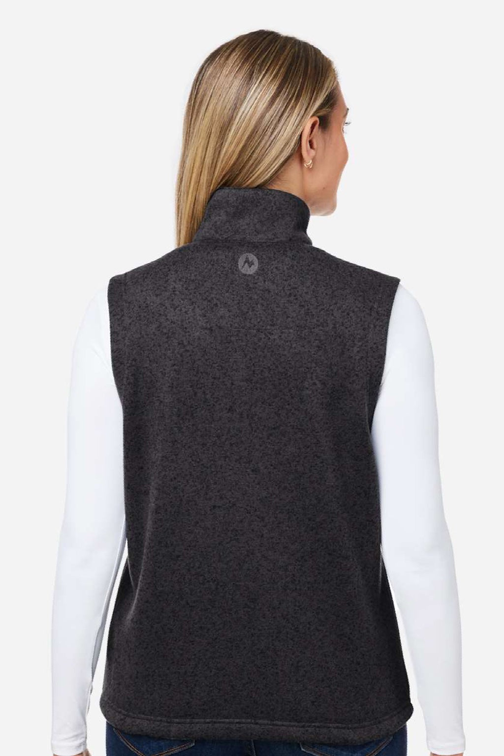 Marmot M16251 Womens Drop Line Fleece Full Zip Vest Heather Black Model Back