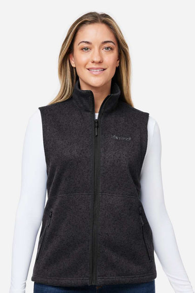 Marmot M16251 Womens Drop Line Fleece Full Zip Vest Heather Black Model Front