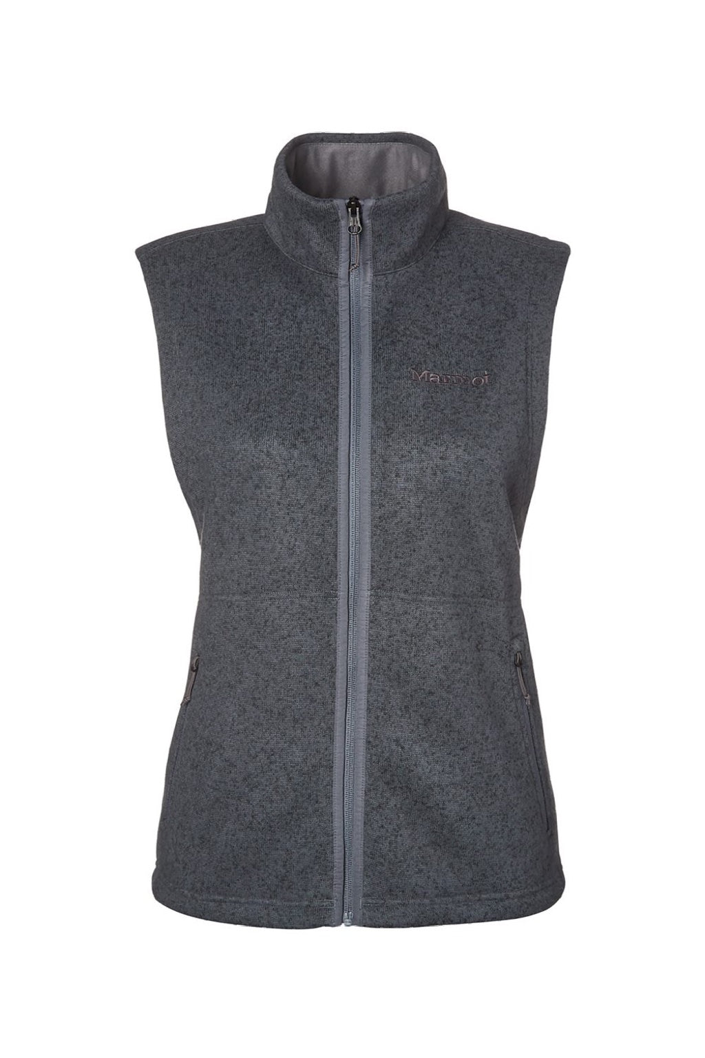 Marmot M16251 Womens Drop Line Fleece Full Zip Vest Heather Steel Onyx Grey Flat Front