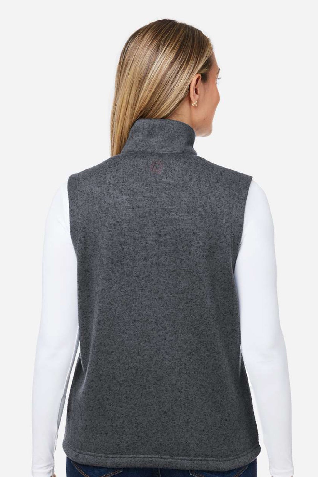 Marmot M16251 Womens Drop Line Fleece Full Zip Vest Heather Steel Onyx Grey Model Back