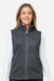 Marmot M16251 Womens Drop Line Fleece Full Zip Vest Heather Steel Onyx Grey Model Front