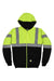 Berne HVF023 Mens Hi Vis Class 3 Color Block Full Zip Hooded Sweatshirt Hoodie w/ Pockets Hi Vis Yellow Flat Front