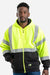 Berne HVF023 Mens Hi Vis Class 3 Color Block Full Zip Hooded Sweatshirt Hoodie w/ Pockets Hi Vis Yellow Model Front